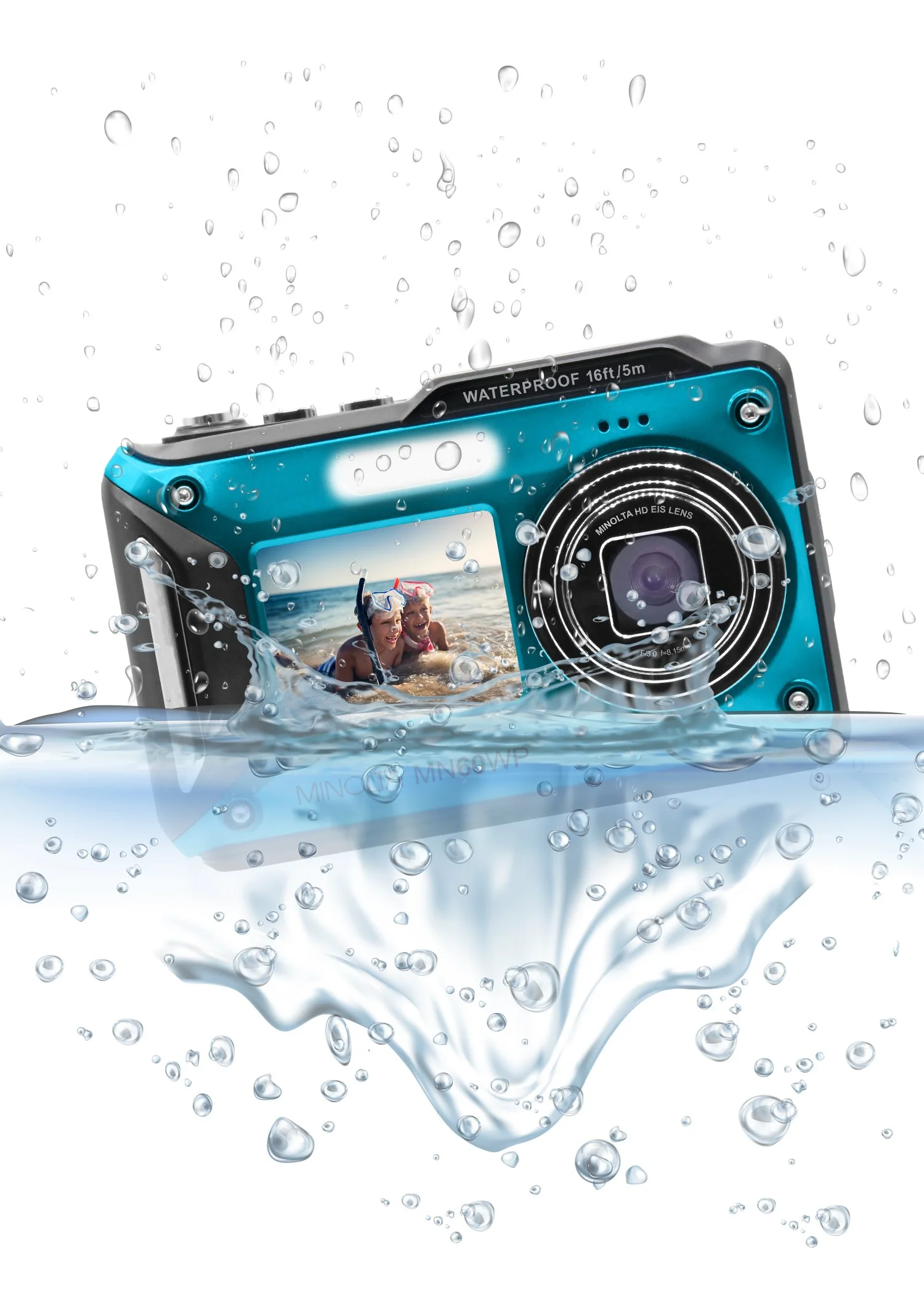 MN60WP 48MP / 4K Ultra HD Dual Screen Waterproof Camera — Minolta